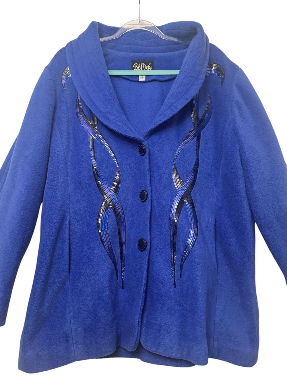 Bob Mackie Wearable Art Vintage Fleece Plush Embellished Jacket